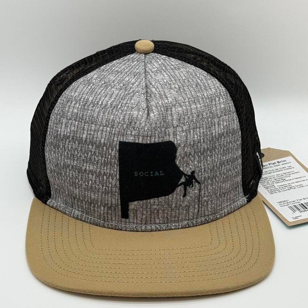 Prana Journey Man Flat Brim Trucker Nomad with Patch Social Clinber NWT